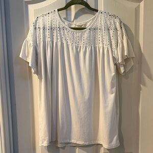 Ninexis White Eyelet Women Top